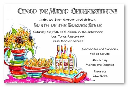 Cinco De Mayo Theme Personalized Party Invitations By Address To