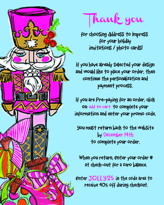 PrePay Holiday Card - Return by December 14 to Complete your Order