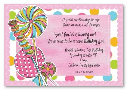 Lollipop Personalized Party Invitations