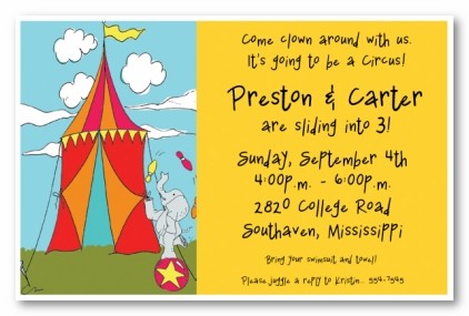 Circus Tent Personalized Party Invitations