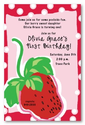 Strawberry Personalized Party Invitations