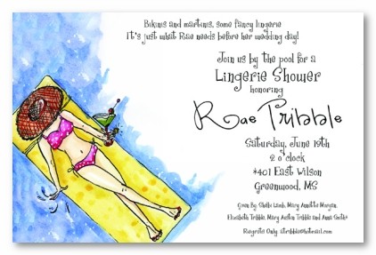 Girl with Martini in Pool Personalized Party Invitations