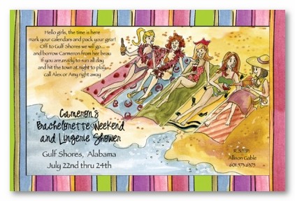 Bachelorettes on Beach Personalized Party Invitations