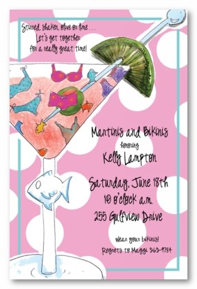 Bikinis and Martinis Personalized Party Invitations