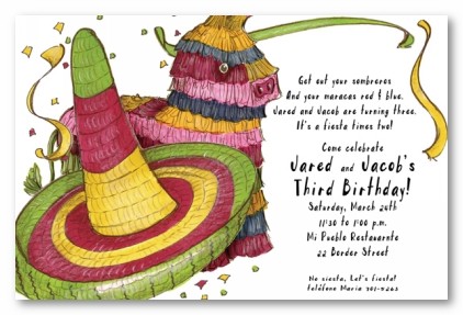 Sombrero and Pinata Personalized Party Invitations