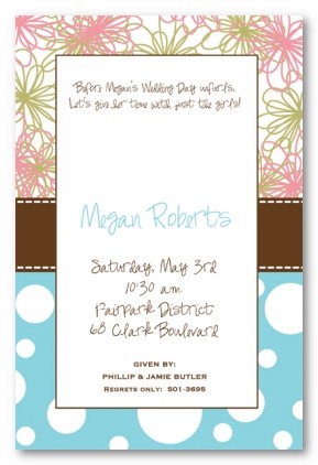 Flower and Polka Dot Border Personalized Party Invitations