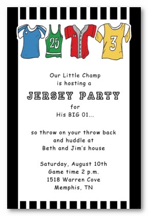 Sports Jerseys Personalized Party Invitations