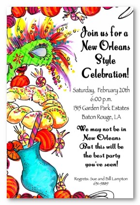 Mardi Gras Theme Personalized Party Invitations