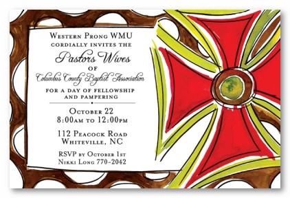 Cross With Polka Dots Personalized Party Invitations
