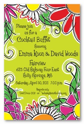 Garden Floral Border Personalized Party Invitations