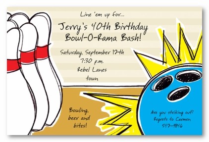 Bowling Personalized Party Invitations