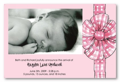 Baby Girl Bow Personalized Party Invitations