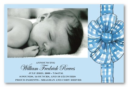 Baby Boy Bow Personalized Party Invitations