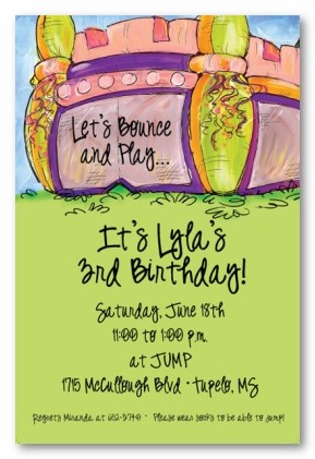 Girl Bounce House Personalized Party Invitations