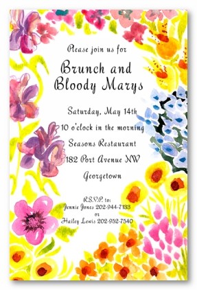 Watercolor Floral Border Personalized Party Invitations