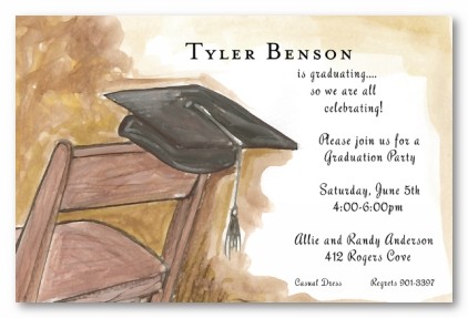 Grad Cap and Chair Personalized Party Invitations