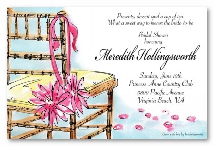 Single Gerbera Chair Personalized Party Invitations