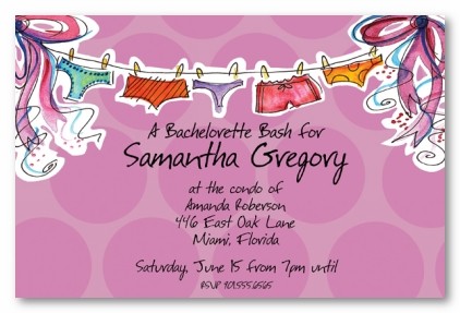 Lingerie Clothes Line Personalized Party Invitations