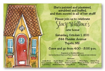 Green Polka Dot House Personalized Party Invitations