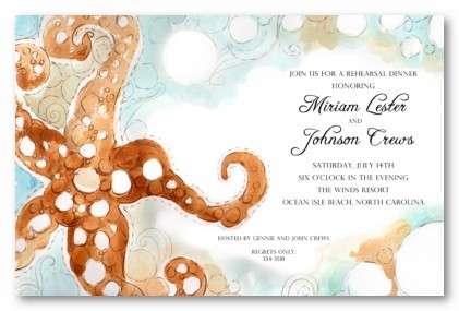 Starfish Personalized Party Invitations