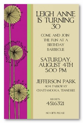 Dandelions Personalized Party Invitations