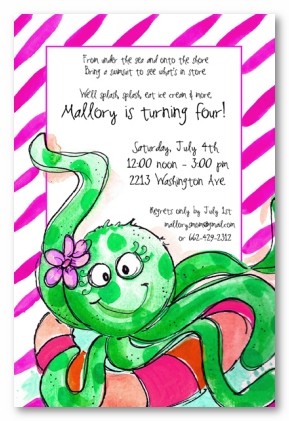 Octopus Personalized Party Invitations