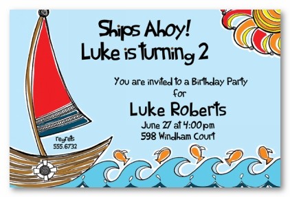 Sailboat Personalized Party Invitations