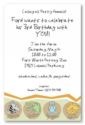 Zoo Border Personalized Party Invitations