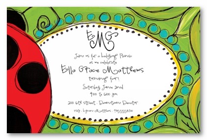 Lady Bug Personalized Party Invitations