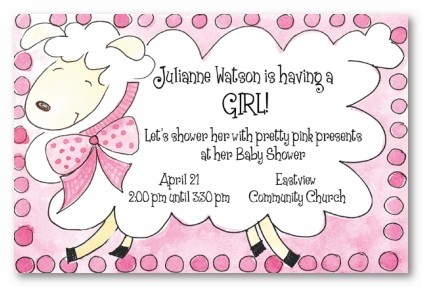 Pink Lamb Personalized Party Invitations