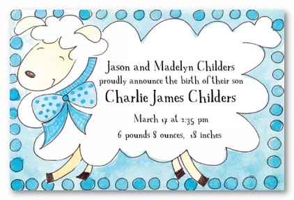 Blue Lamb Personalized Party Invitations