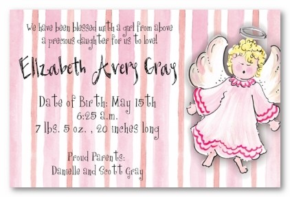 Pink Baby Girl Angel Personalized Party Invitations