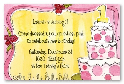 Girl 1st Birthday Personalized Party Invitations