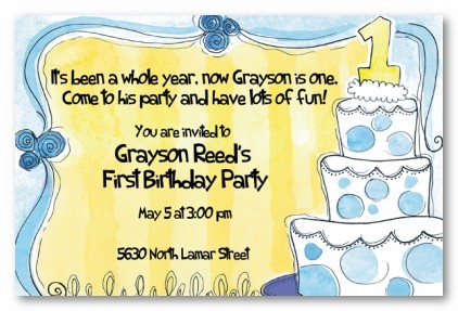 Boy 1st Birthday Personalized Party Invitations