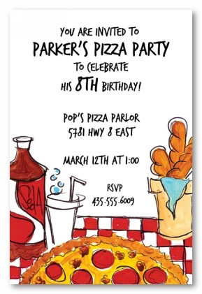 Pizza and Soda Personalized Party Invitations