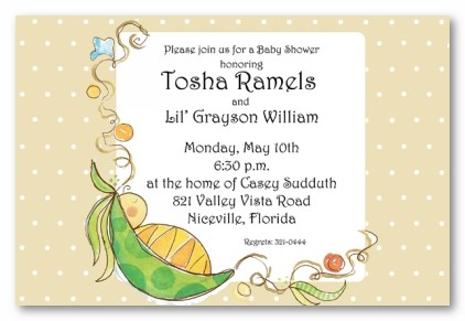 Pea In The Pod Personalized Party Invitations