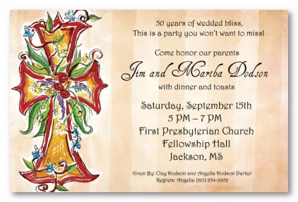 Floral Cross Personalized Party Invitations