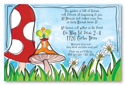 Mushroom Fairy Personalized Party Invitations