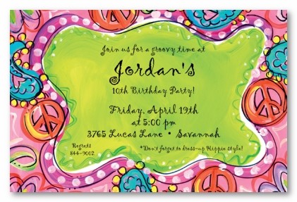 Peace Sign Border Personalized Party Invitations