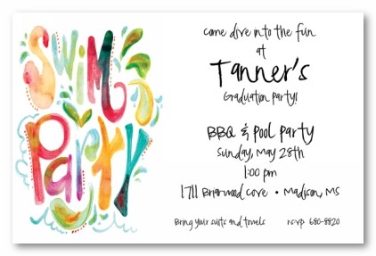 Swim Party Personalized Party Invitations