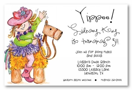 Cowgirl Personalized Party Invitations