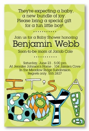 It's A Boy Type Personalized Party Invitations