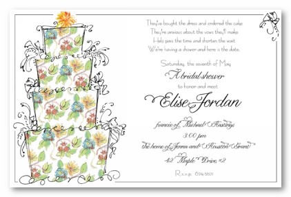 Floral Patterned Cake Personalized Party Invitations