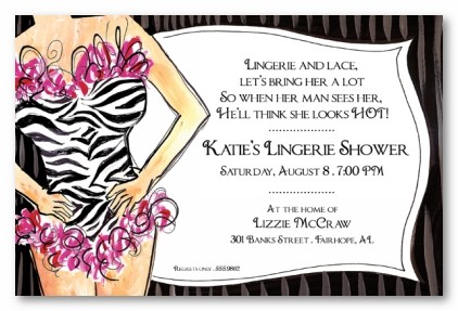 Zebra Lingerie Personalized Party Invitations