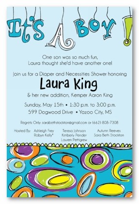 Groovy It's A Boy Personalized Party Invitations