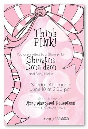 Soft Pink Bow Personalized Party Invitations