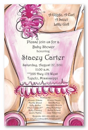 Pink Baby Buggy Personalized Party Invitations