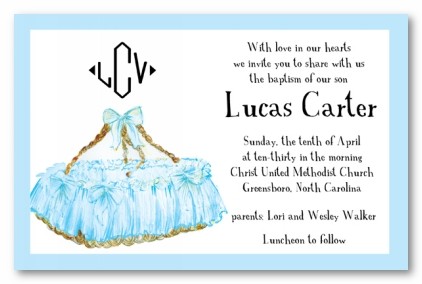 Blue Bassinet Personalized Party Invitations