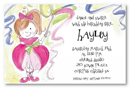 Twirl Girl Personalized Party Invitations