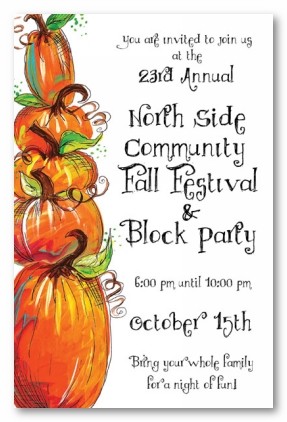 Stacked Pumpkins Personalized Party Invitations